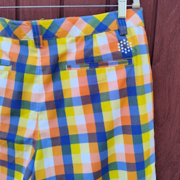 PUMA | Mens Colorful Check Pattern Flat Front Golf Shorts Bright Golfing 34 - Picture 4 of 13